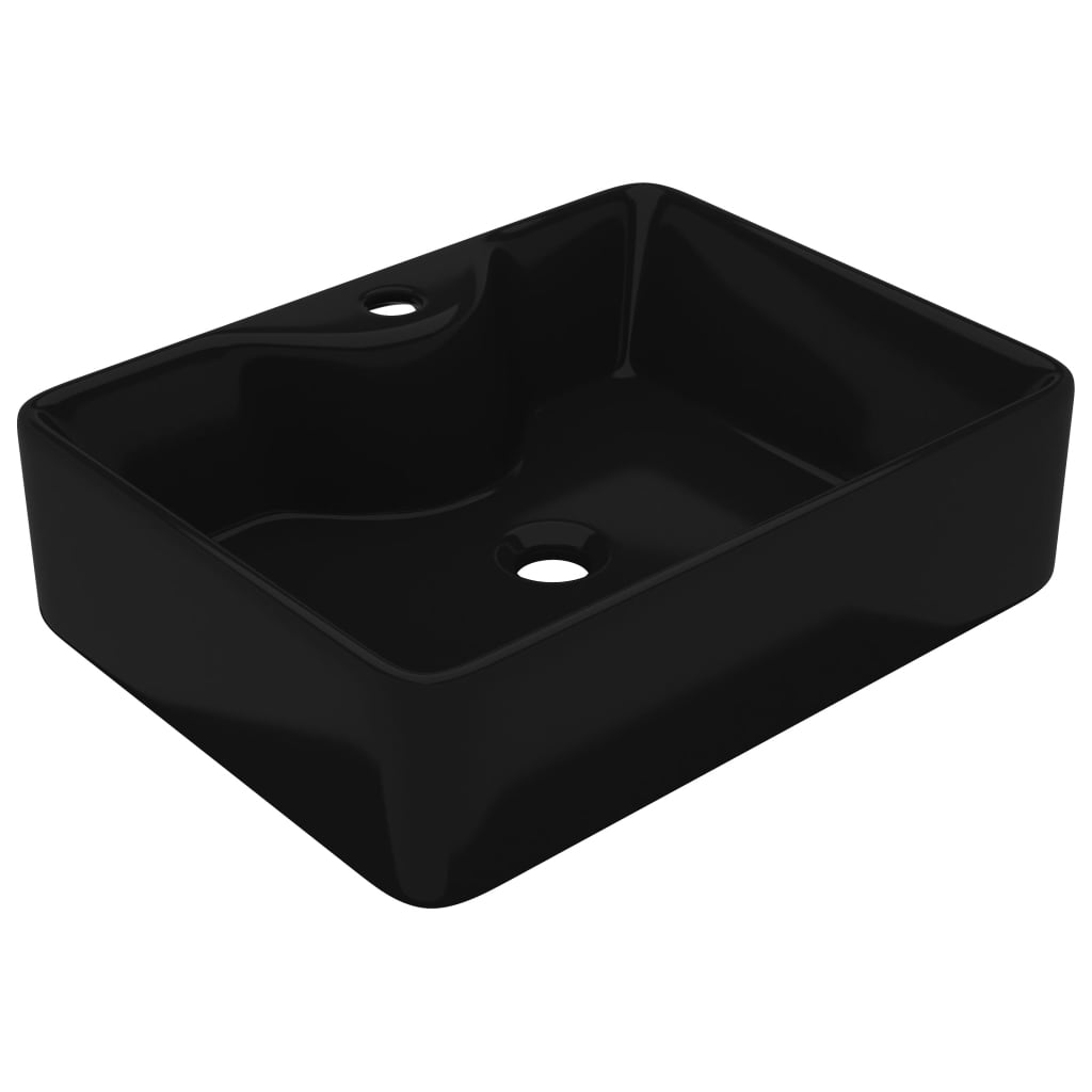 foto del prodotto lavabo quadrato con foro rubinetto 48 x 37 cm ceramica per bagno nero 02 0002512
