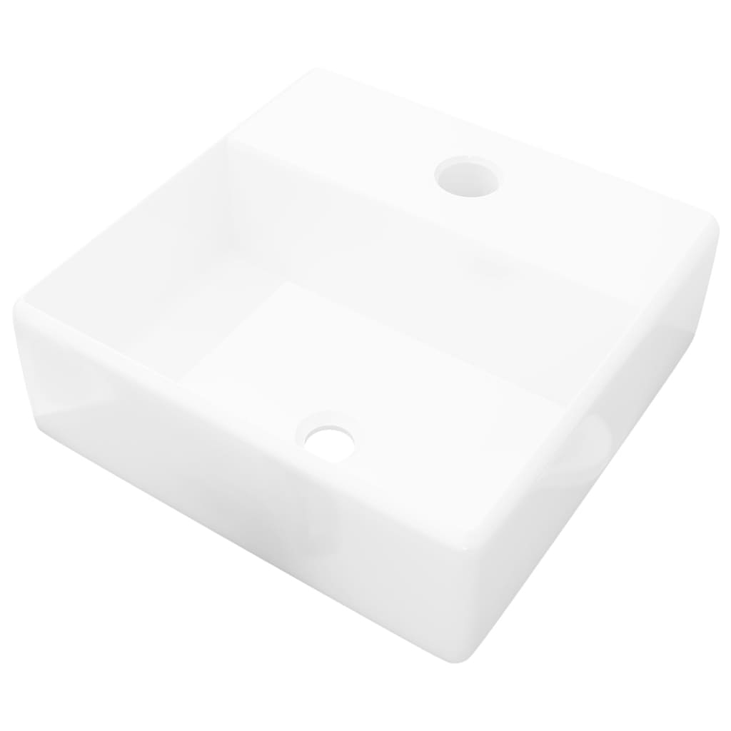 foto del prodotto lavabo quadrato con foro rubinetto in ceramica bianca lavabo wc 38 x 30 cm ceramica bianca 02 0002515