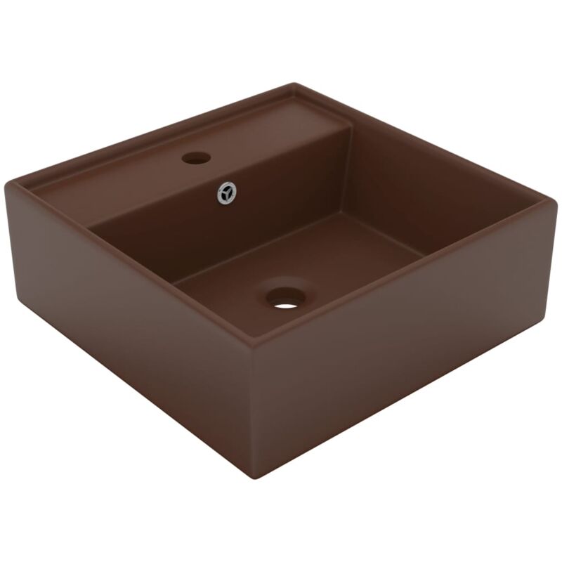 foto del prodotto lavabo quadrato con troppopieno in ceramica testa di moro opaca 41 x 41 cm