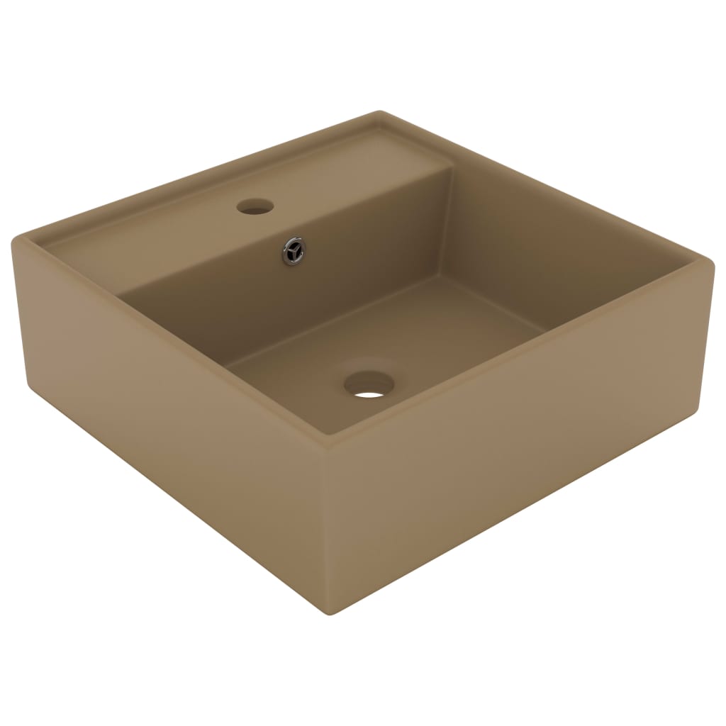 foto del prodotto lavabo quadrato di lusso con troppopieno 41 x 41 cm ceramica crema opaco 02 0002694