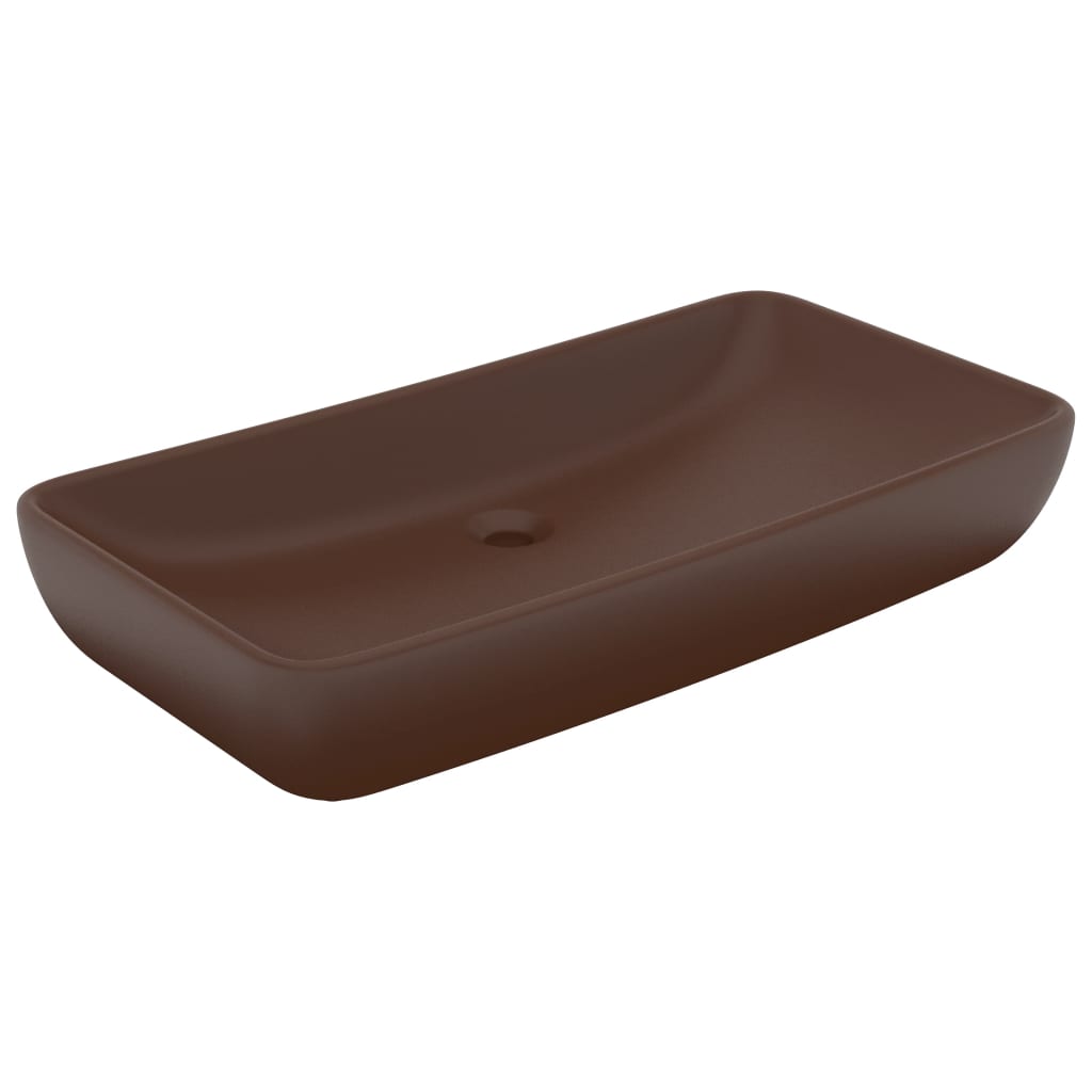 foto del prodotto lavabo rettangolare di lusso da appoggio wc lavabo bagno stanza cosmetica casa 71 x 38 cm ceramica marrone scuro opaco 02 0002704