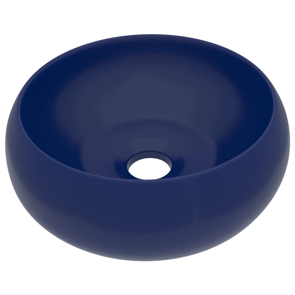 foto del prodotto lavabo rotondo di lusso da appoggio wc lavabo bagno cucina guardaroba interno casa 40 cm ceramica blu scuro opaco 02 0002743