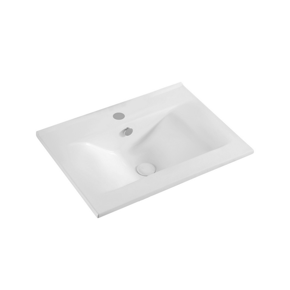 foto del prodotto lavabo sopra piano bianco con foro rubinetto cm 62x46