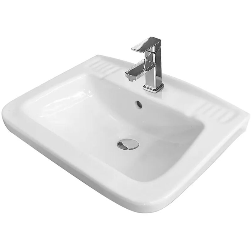 foto del prodotto lavabo sospeso 45x35 salvaspazio bianco in ceramica