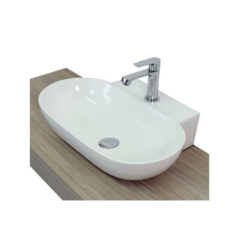 foto del prodotto lavabo sospeso e o appoggio monoforo 57x40x13,5cm bianco mues wisig