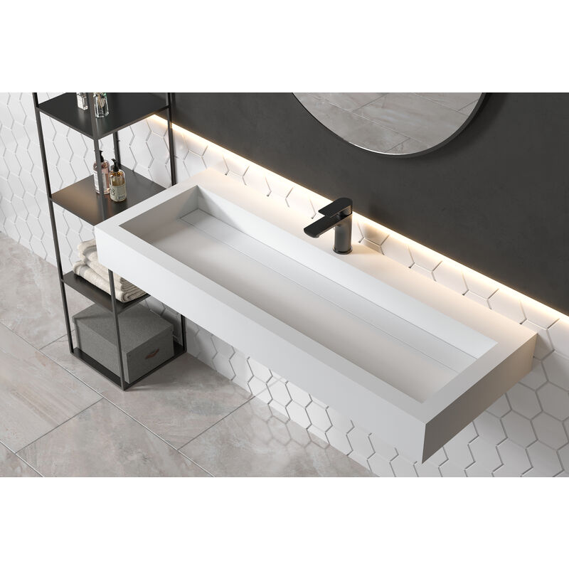 foto del prodotto lavabo sospeso o da appoggio pb2079 solid stone bianco opaco 120 x 46 x 13 cm