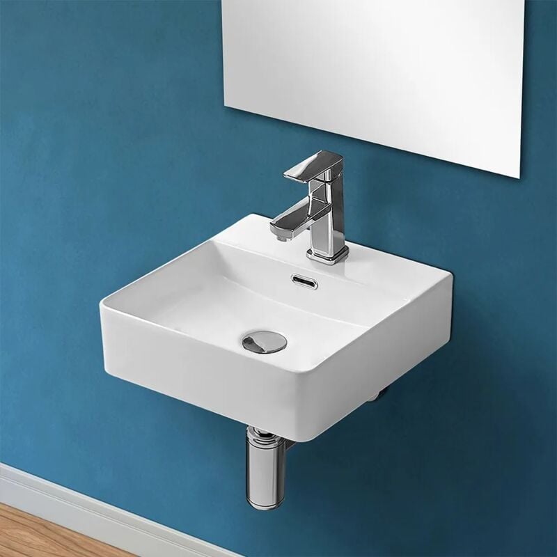 foto del prodotto lavabo sospeso rettangolare 41x42 cm in ceramica bianco lucido