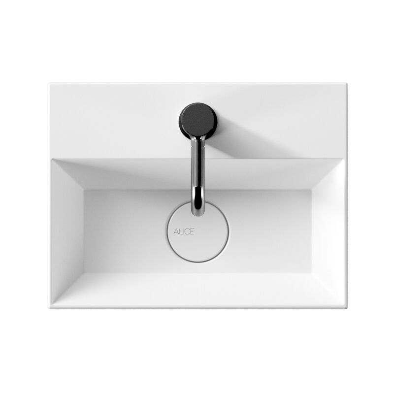 foto del prodotto lavabo spy appoggio sospeso salvaspazio 40x30 rettangolare in