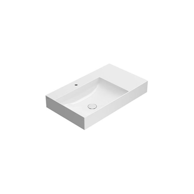 foto del prodotto lavabo t edge appoggio sospeso cm. 80x47 con piano d appoggio