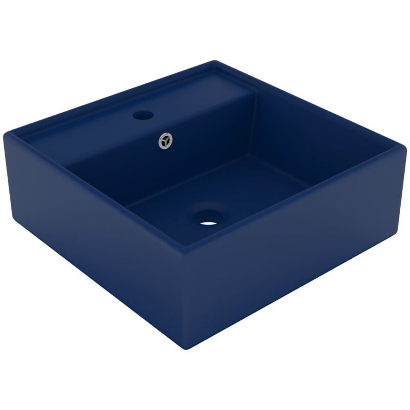 foto del prodotto lavabo troppopieno quadrato blu scuro opaco 41x41cm ceramica vidaxl
