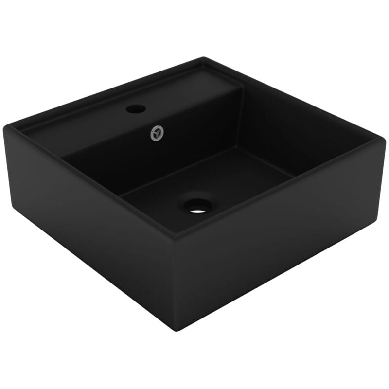 foto del prodotto lavabo troppopieno quadrato nero opaco 41x41cm ceramica vidaxl