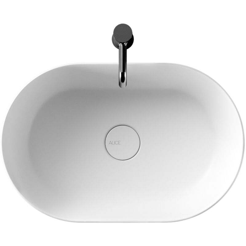 foto del prodotto lavabo unica appoggio cm. 55x35 ovale in ceramica bianco di