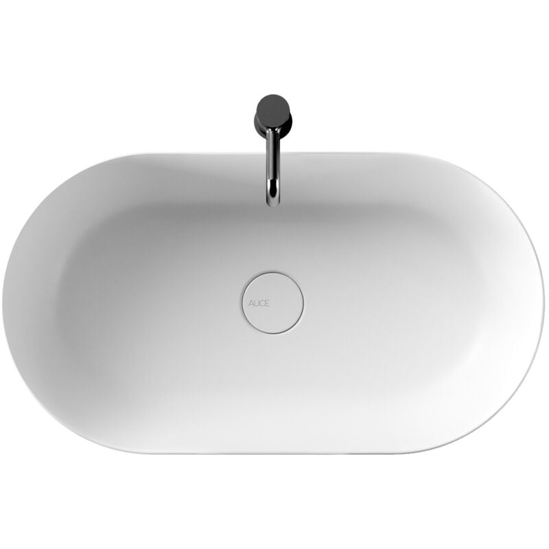 foto del prodotto lavabo unica appoggio cm. 70x38 ovale in ceramica bianco di