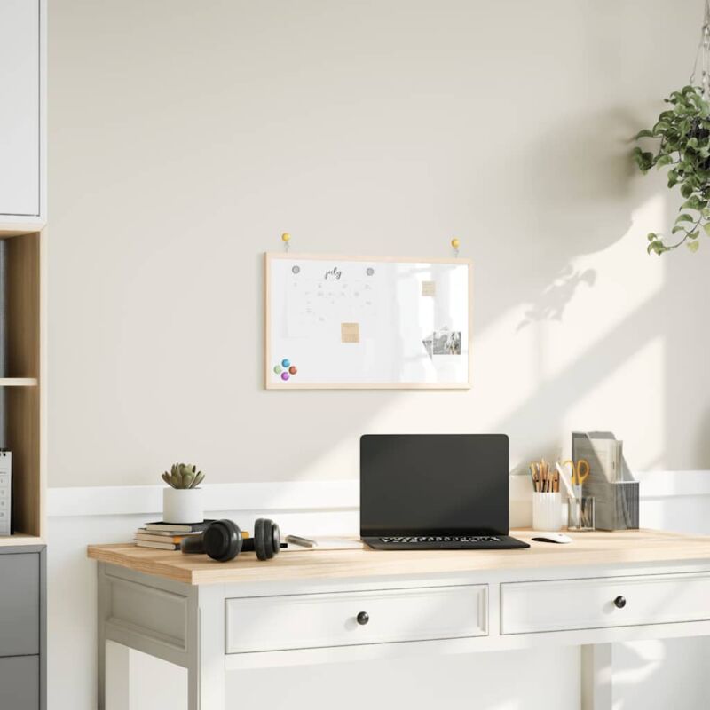 foto del prodotto lavagna bianca magnetica con cornice in legno di pino 60x40 cm - vidaxl