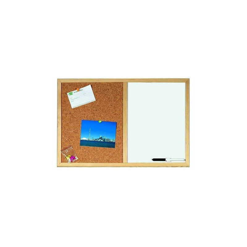 foto del prodotto lavagna combo 1172 bianca in legno 60x40 mm scrivibile a secco per ufficio lebez