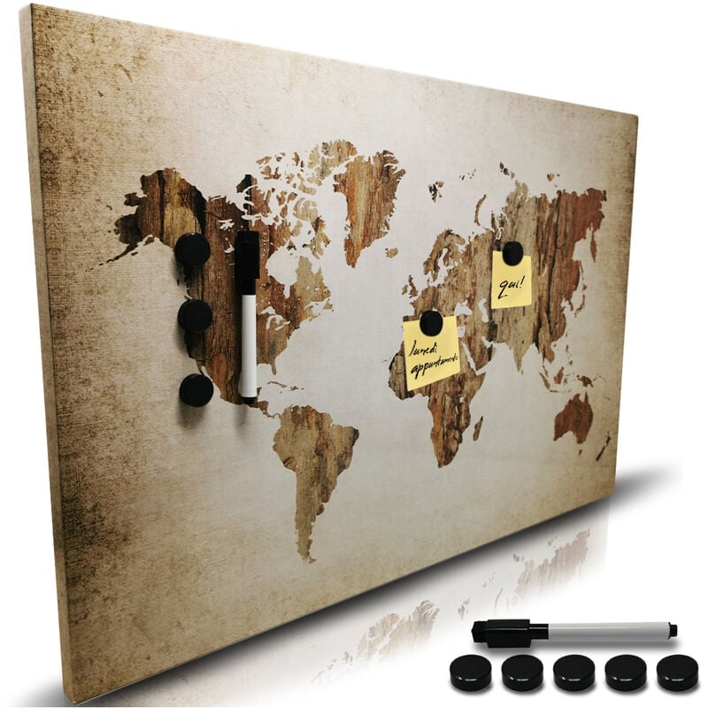 foto del prodotto lavagna magnetica cartina vintage 60 x 40 cm 1 pennarello cancellabile 5 magneti