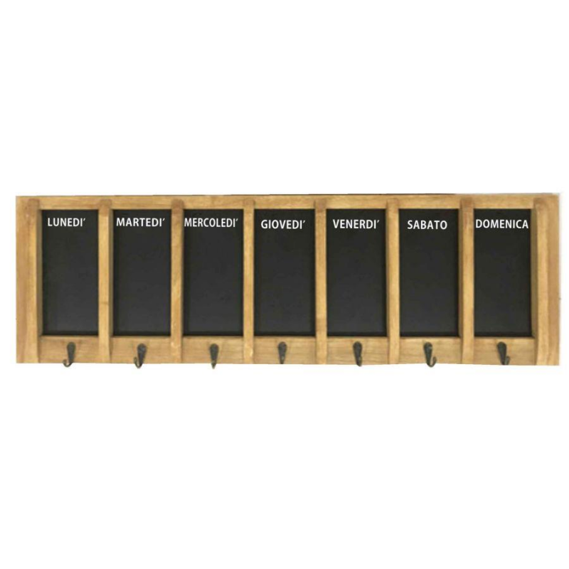 foto del prodotto lavagna settimana con appendino legno 7posti e gessetto cm80x25x4