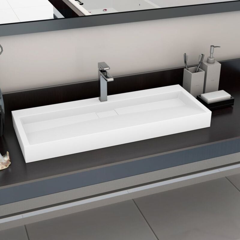 foto del prodotto lavandino 120x46x11 cm blocco in marmo minerale bianco vidaxl