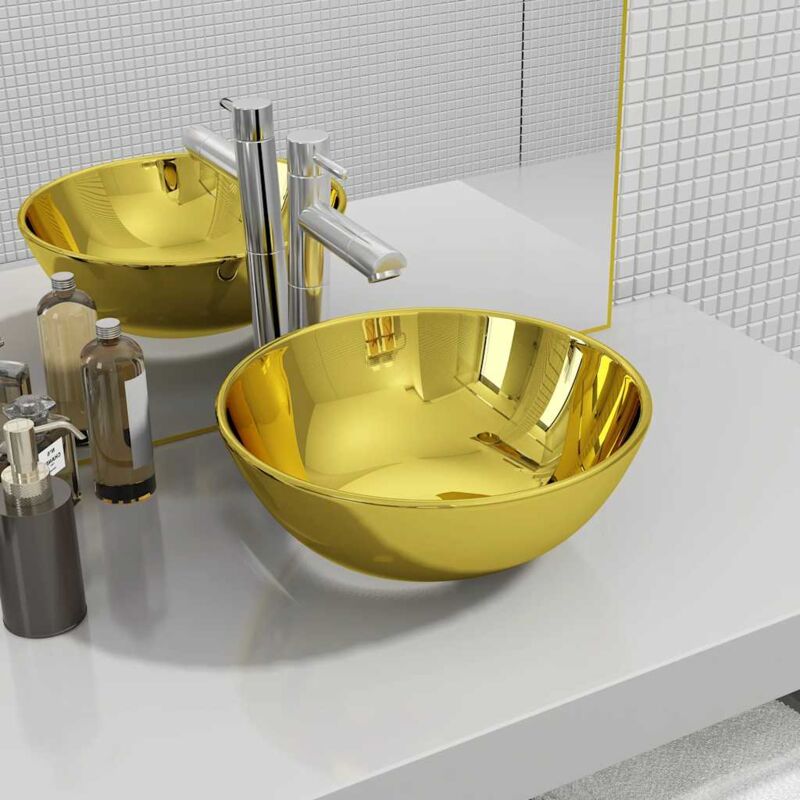 foto del prodotto lavandino 28x10 cm in ceramica oro vidaxl
