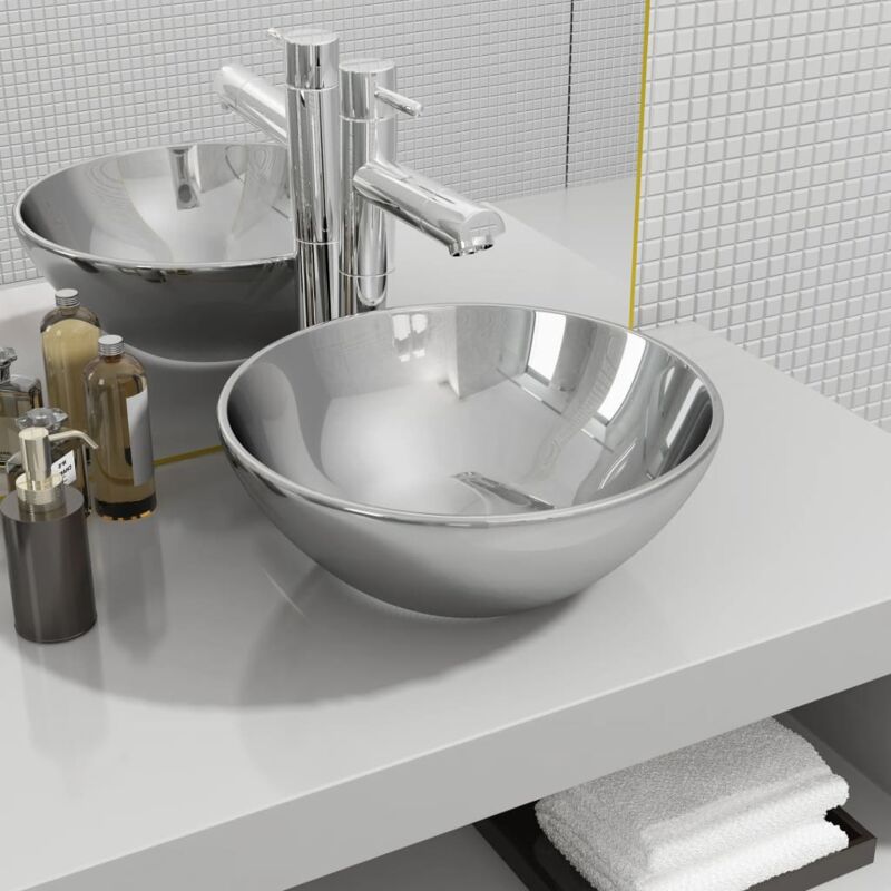 foto del prodotto lavandino 32,5x14 cm in ceramica argento vidaxl