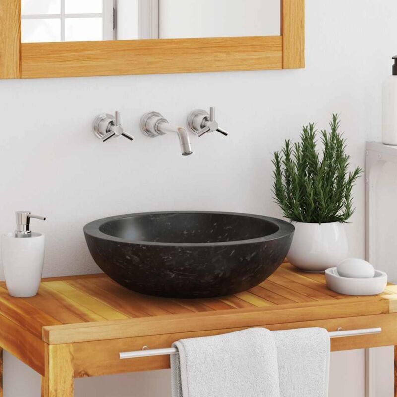 foto del prodotto lavandino 40x12 cm in marmo nero vidaxl