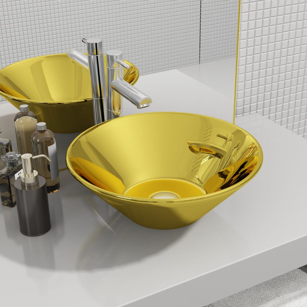 foto del prodotto lavandino 42x14 cm in ceramica oro