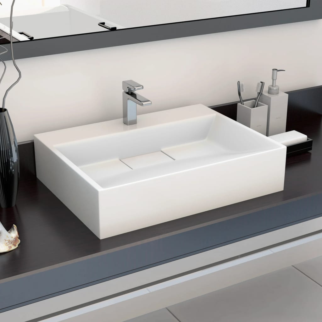 foto del prodotto lavandino 50x38x13 cm blocco in marmo minerale bianco cod mxl 45667