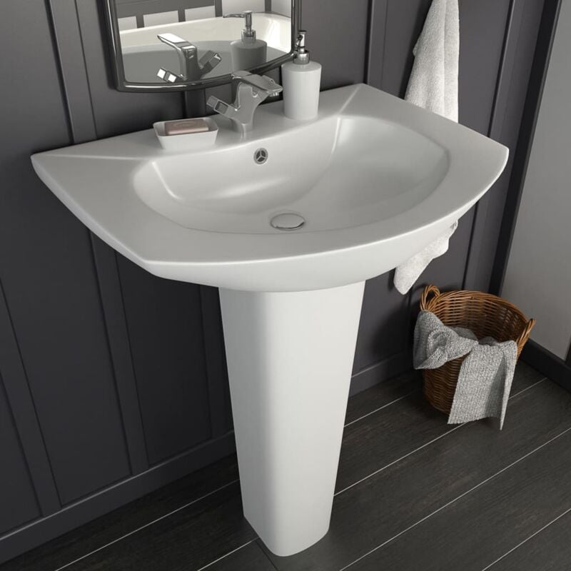 foto del prodotto lavandino a colonna in ceramica bianca 650x520x200 mm vidaxl