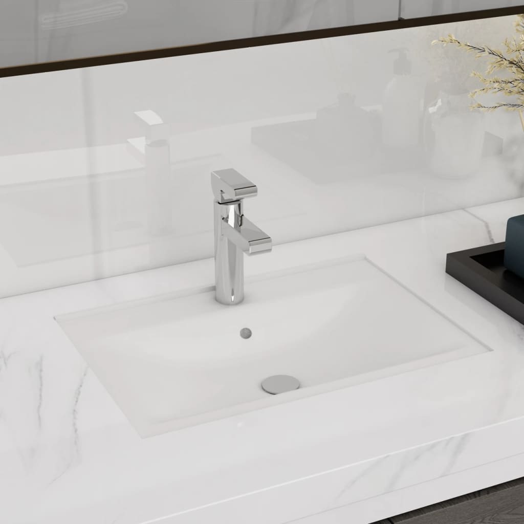 foto del prodotto lavandino bagno ceramica bianca rettangolare e foro di trabocco cod mxl 50168