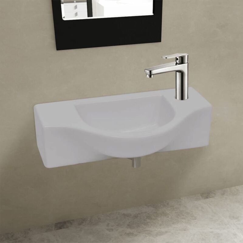 foto del prodotto lavandino bagno in ceramica con foro per rubinetto bianco vidaxl
