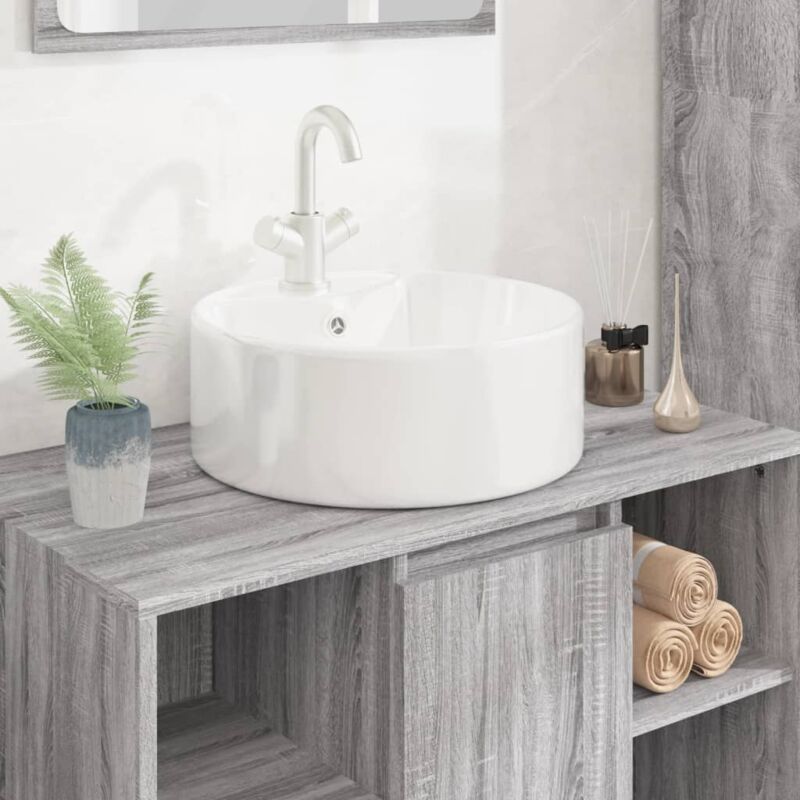 foto del prodotto lavandino bianco 40x14,5 cm in ceramica rotondo