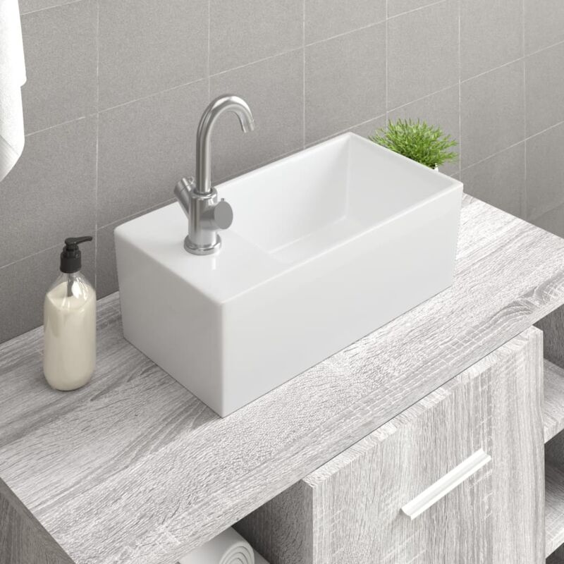 foto del prodotto lavandino bianco 48x25x15 cm in ceramica vidaxl