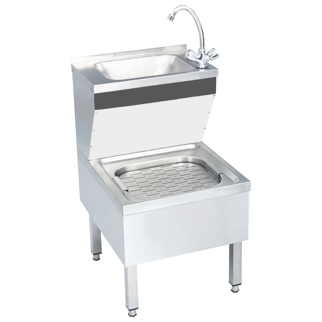 foto del prodotto lavandino commerciale con rubinetto da pavimento acciaio inox cod mxl 64712