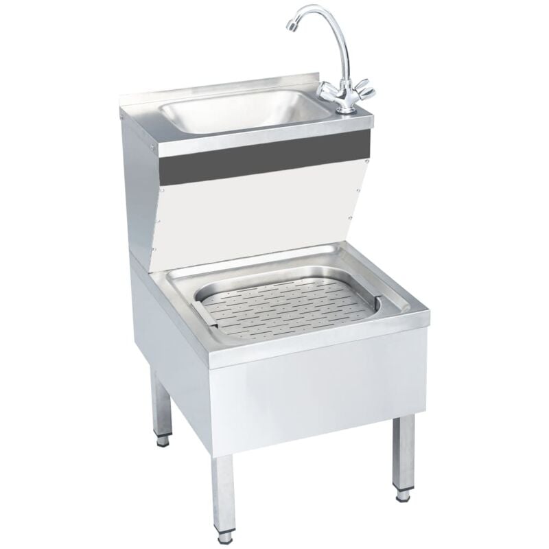 foto del prodotto lavandino commerciale con rubinetto da pavimento acciaio inox vidaxl