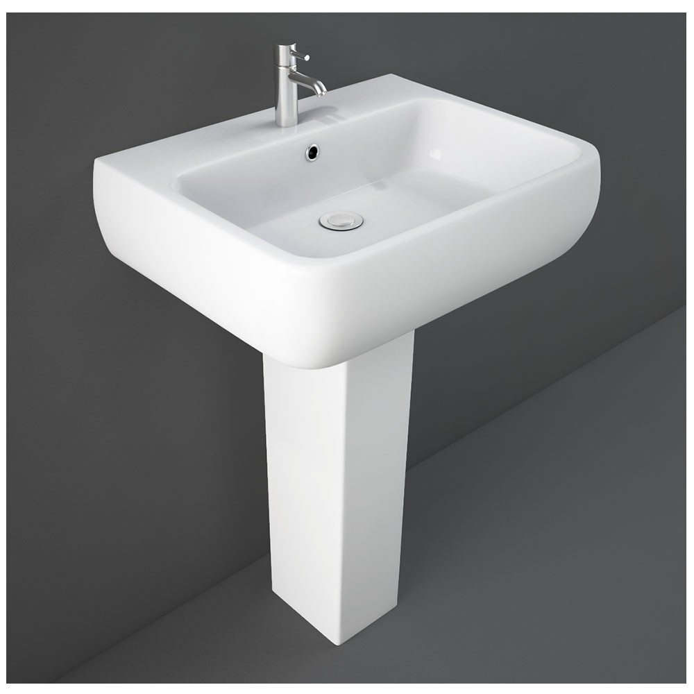 foto del prodotto lavandino con colonna 60x47 cm rak serie metropolitan in ceramica bianca lucida