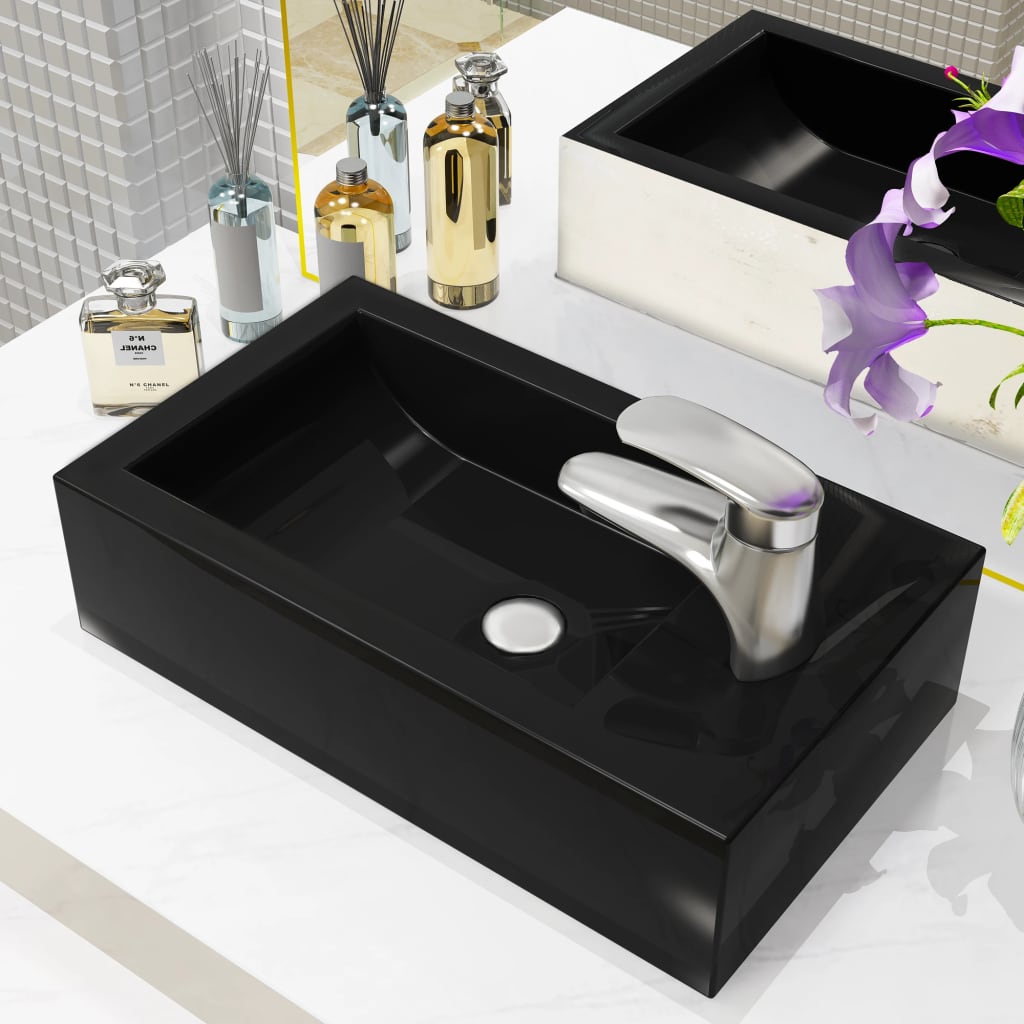 foto del prodotto lavandino con foro rubinetto rettangolare ceramica 46x25,5x12cm cod mxl 48908