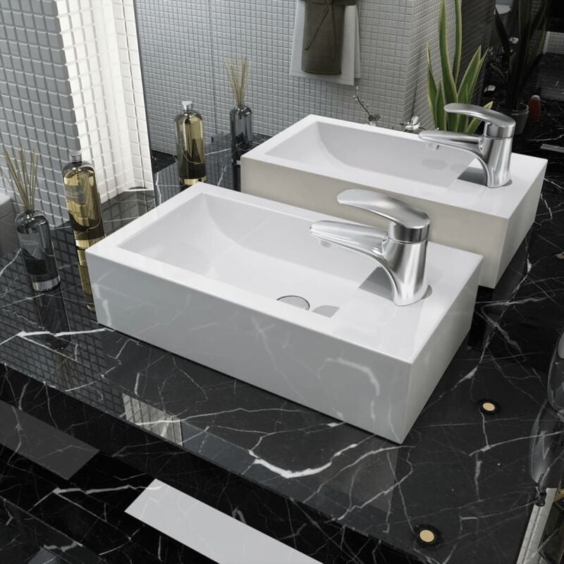 foto del prodotto lavandino con foro rubinetto rettangolare ceramica 46x25,5x12cm vidaxl