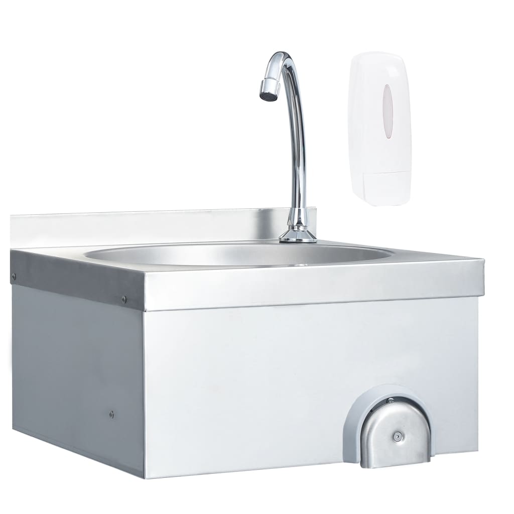 foto del prodotto lavandino con rubinetto e dispenser sapone in acciaio inox vidaxl