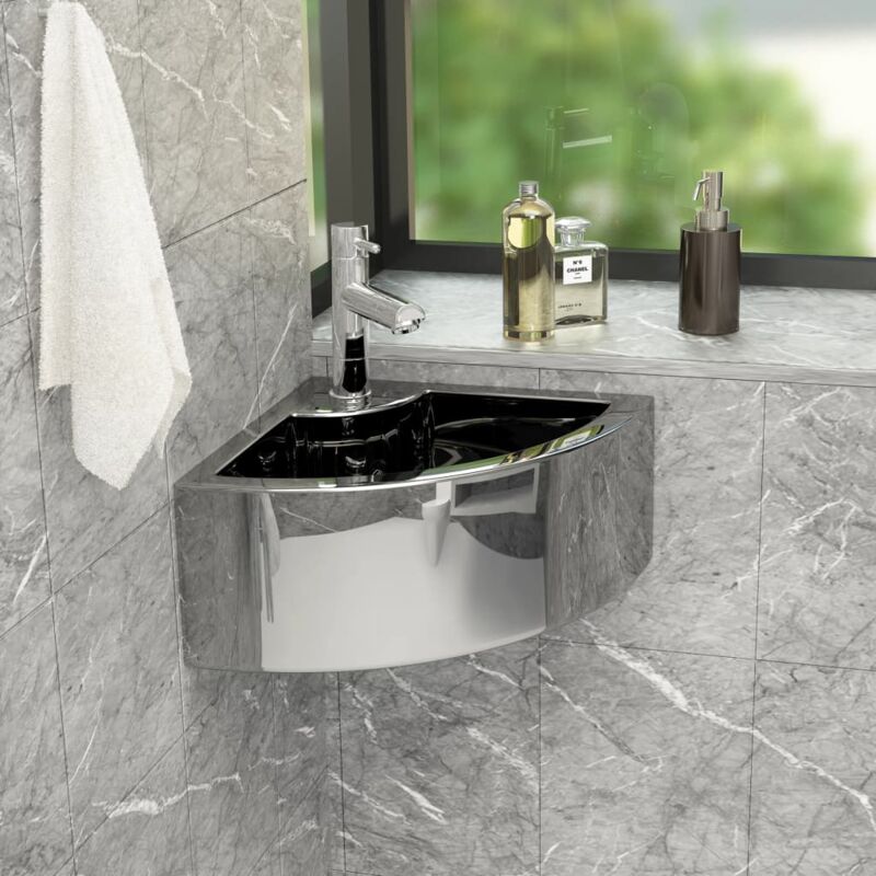 foto del prodotto lavandino con troppopieno 45x32x12,5 cm in ceramica argento vidaxl