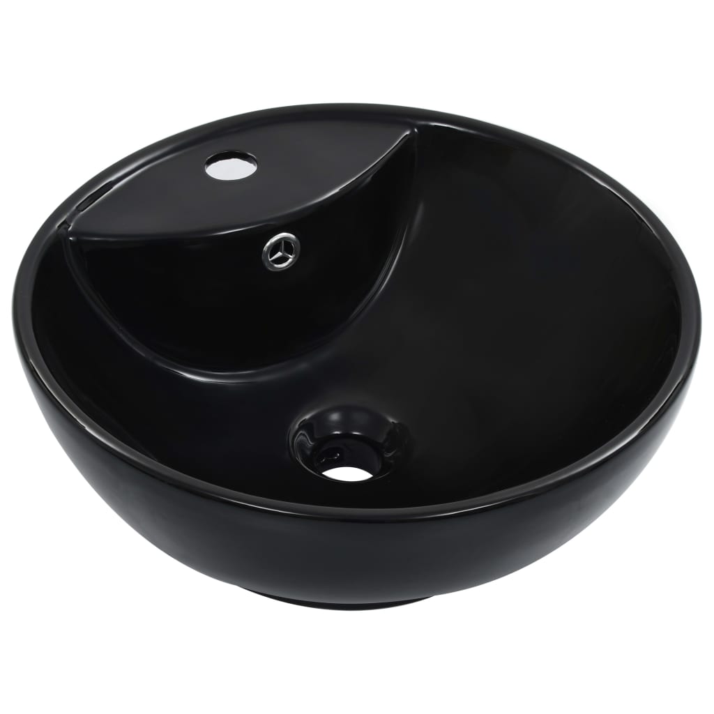 foto del prodotto lavandino con troppopieno 46,5x18 cm in ceramica nero