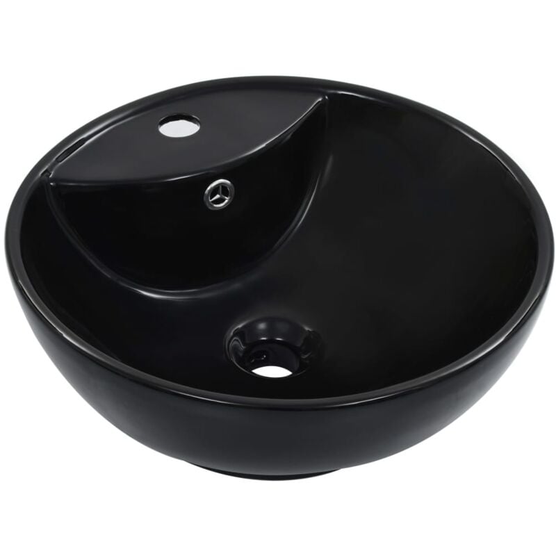 foto del prodotto lavandino con troppopieno 46,5x18 cm in ceramica nero vidaxl