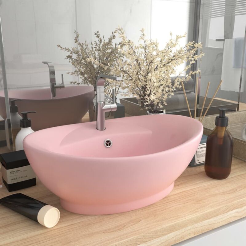 foto del prodotto lavandino con troppopieno ovale rosa opaco 58,5x39 cm ceramica vidaxl