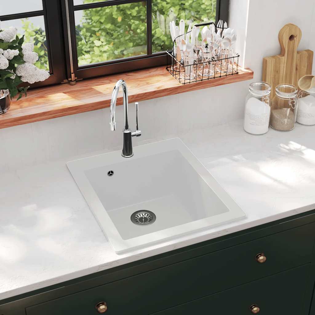 foto del prodotto lavandino cucina granito 1 lavello ad incasso bianco crema