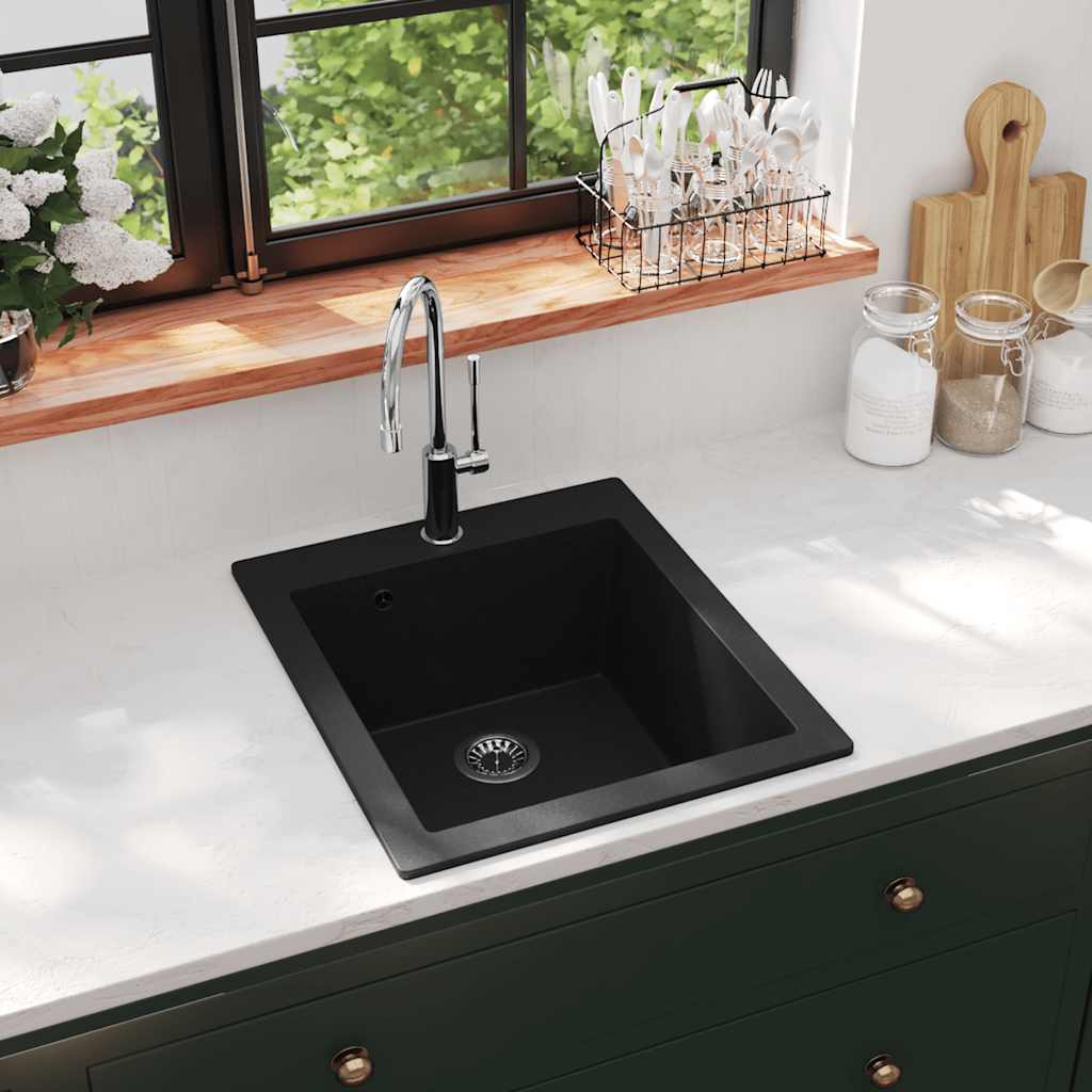 foto del prodotto lavandino cucina granito nero solo lavello ad incasso cod mxl 51367