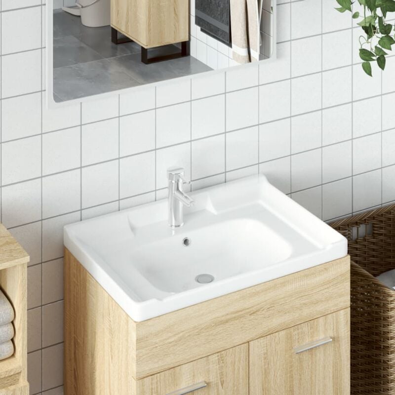 foto del prodotto lavandino da bagno bianco 61x48x23 cm rettangolare in ceramica vidaxl