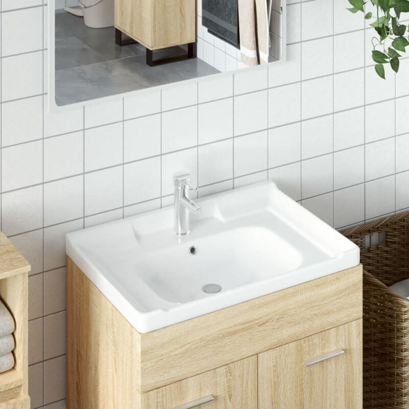 foto del prodotto lavandino da bagno bianco 71x48x23 cm rettangolare in ceramica vidaxl