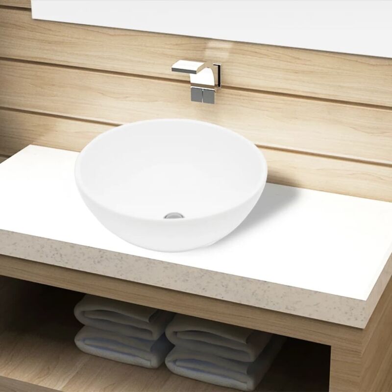 foto del prodotto lavandino da bagno in ceramica bianca rotondo vidaxl