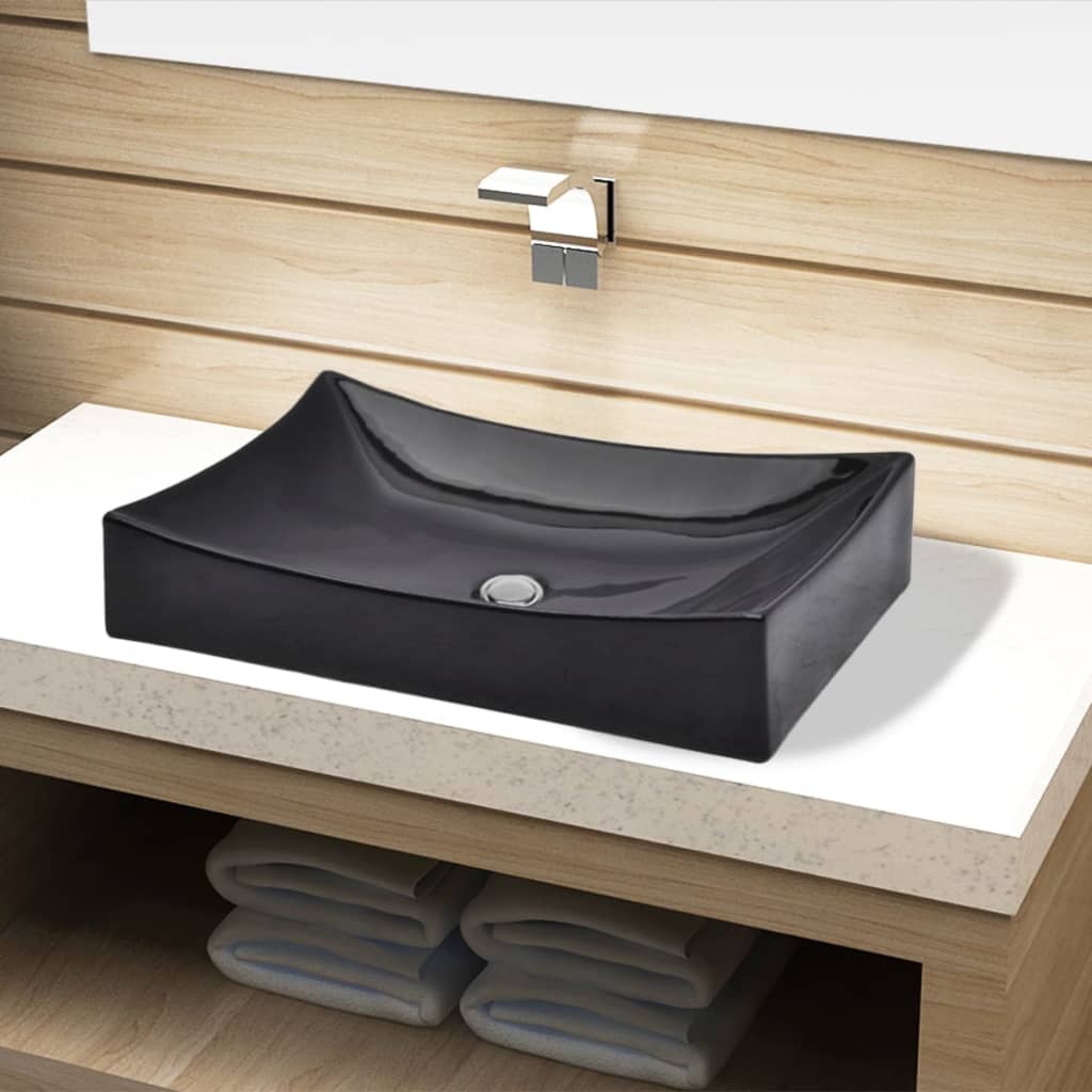 foto del prodotto lavandino da bagno in ceramica nera rettangolare cod mxl 50341