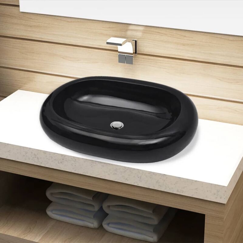 foto del prodotto lavandino da bagno in ceramica ovale nero
