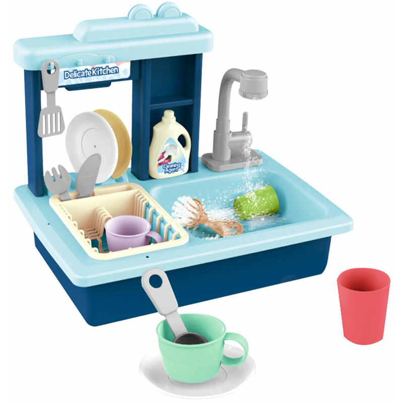 foto del prodotto lavandino giocattolo lavello gioco da cucina con rubinetto ad acqua realistico
